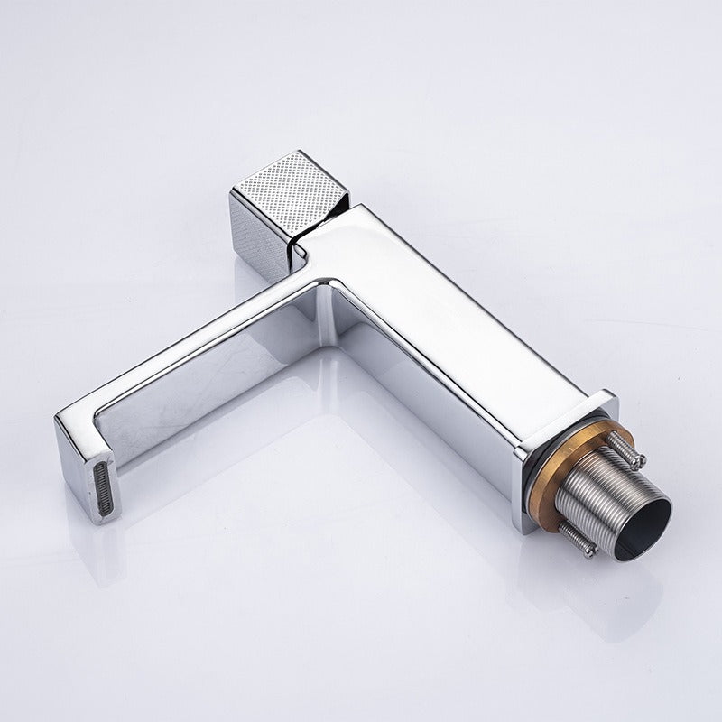 Black square single hole cold and hot countertop basin sink chrome faucet - V.I.P Digital Presence