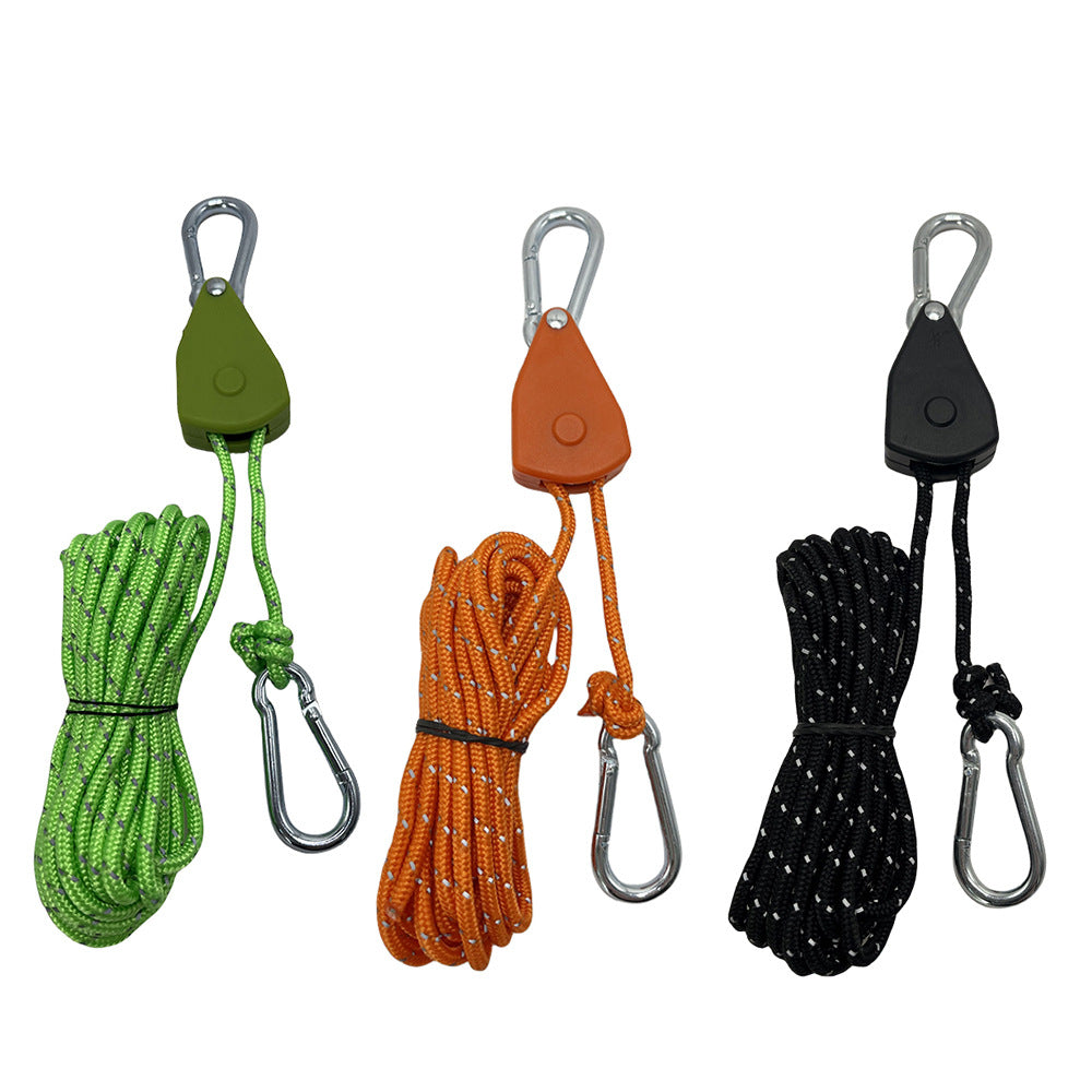 Outdoor camping canopy wind rope tent rope pulley adjuster windproof rope light fixture buckle hanging rope adjustable lifting - V.I.P Digital Presence