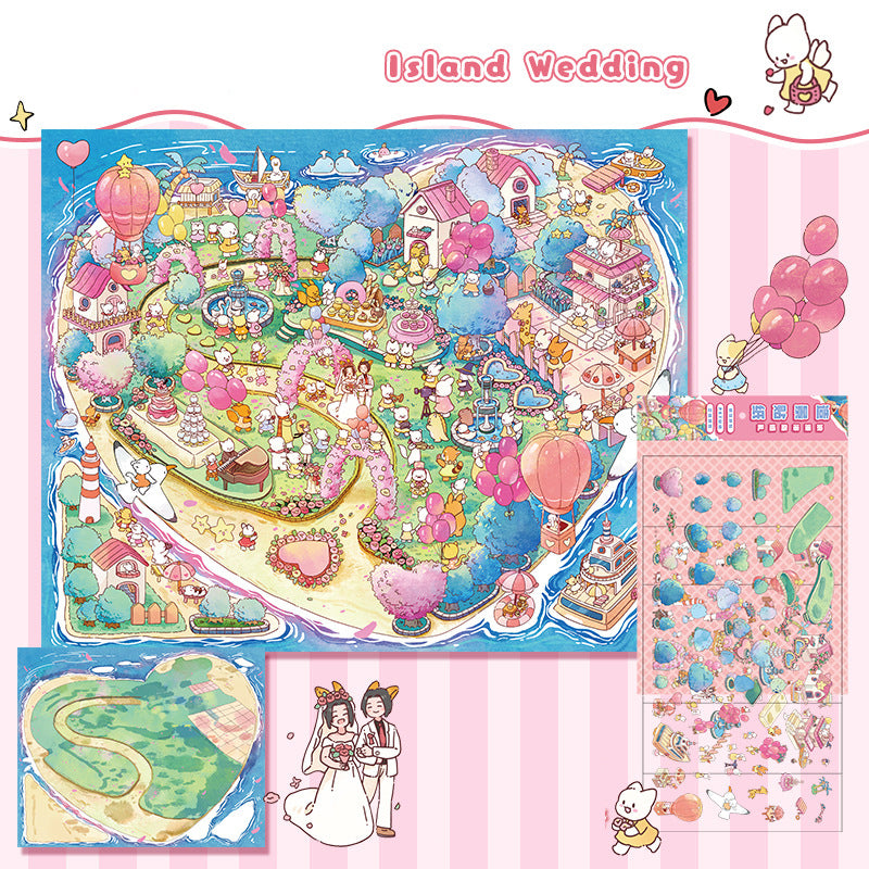 Landscape stickers large 3D stereoscopic scene collage miniature scene ledger stickers DIY stickers