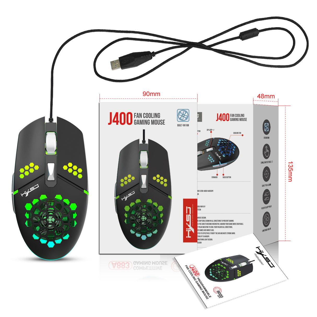 J400 new fan macro programming wired hole gaming mouse 8000dpi adjustable anti sweat design - V.I.P Digital Presence