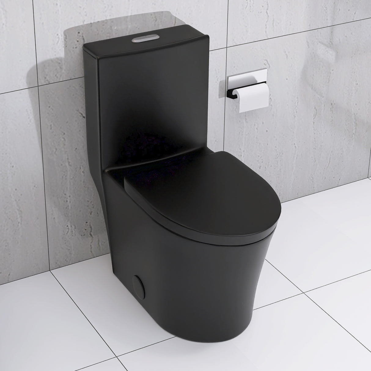 Matte Black Elongated One Piece Toilet Dual Flush 1.1/1.6 GPF Water Saving Map 1000g,Matte Black - V.I.P Digital Presence
