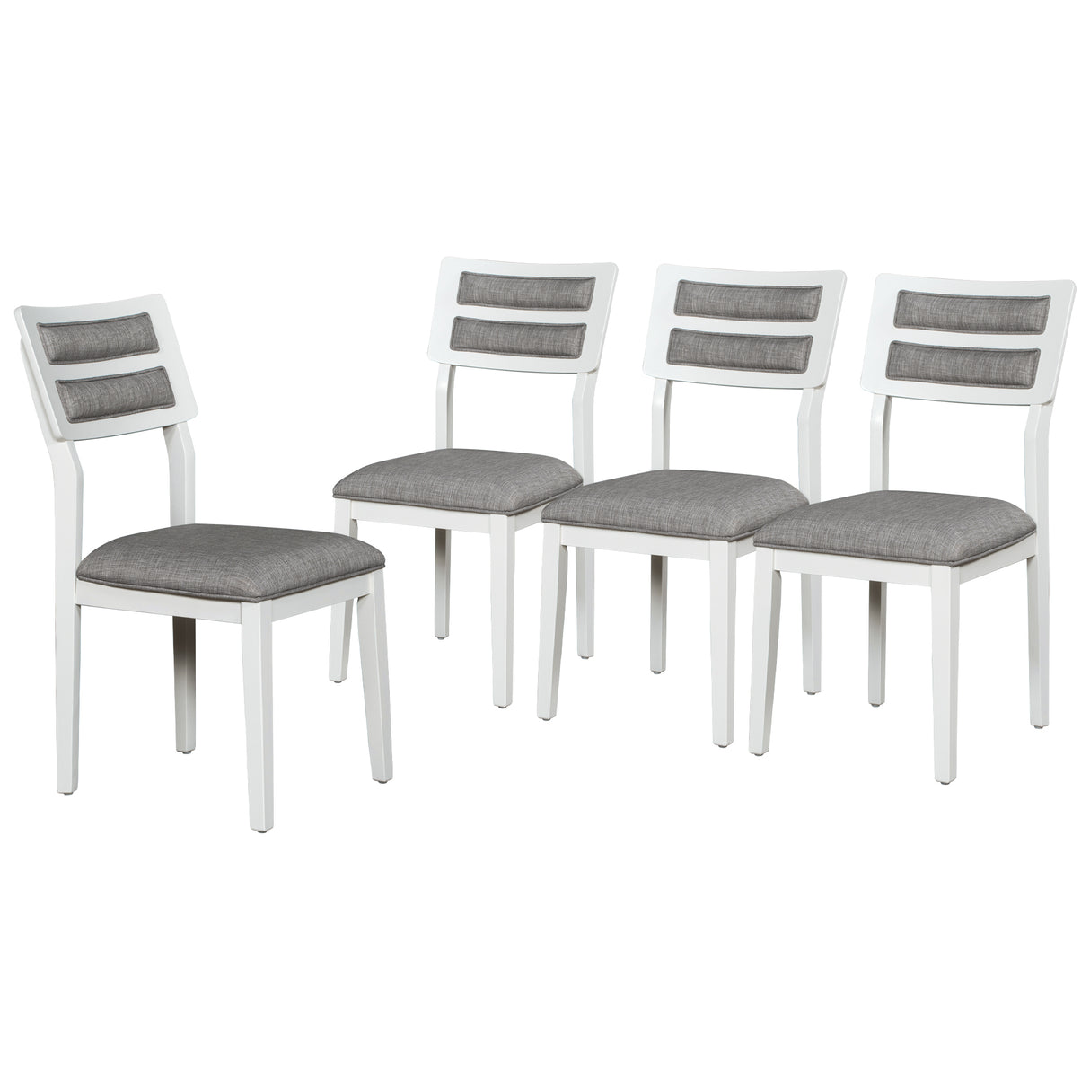 TREXM Classic and Traditional Style 6 - Piece Dining Set, Includes Dining Table 4 Upholstered Chairs & Bench (White+Gray)