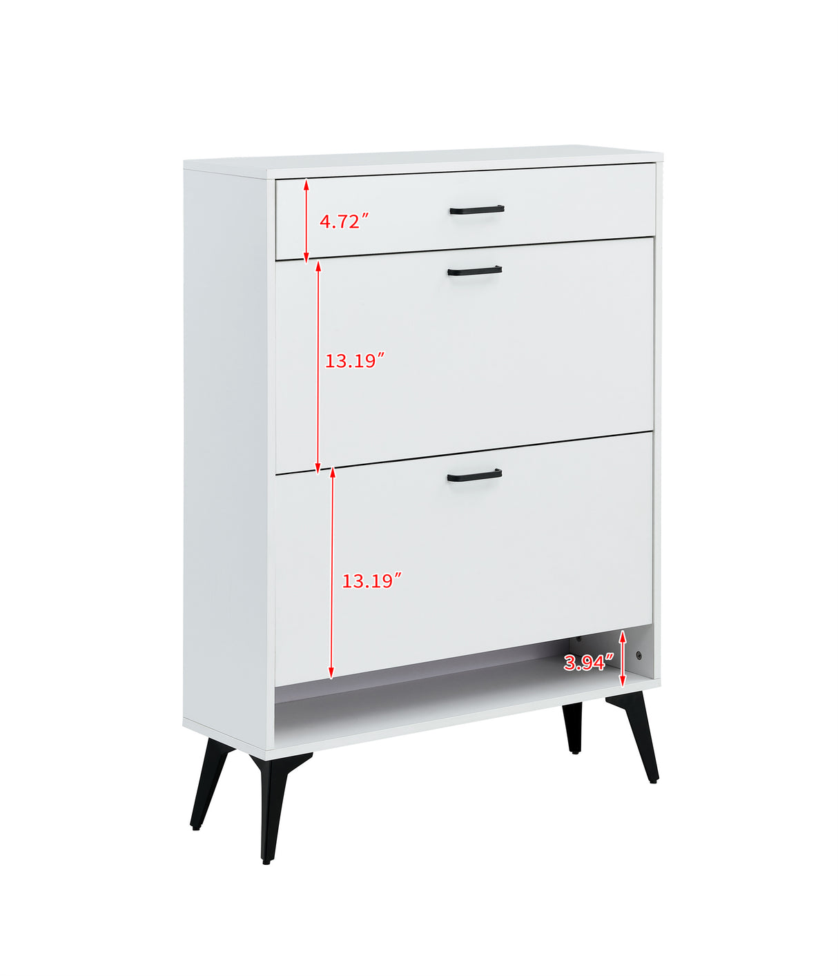 Shoe Cabinet , Shoe storage shelves, metal leg, White - V.I.P Digital Presence