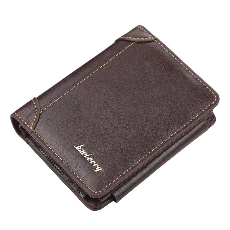 Wallet Men's Short Multi Card Position Three Fold Zipper Zero Wallet Fashion Thin Card Bag Men - V.I.P Digital Presence