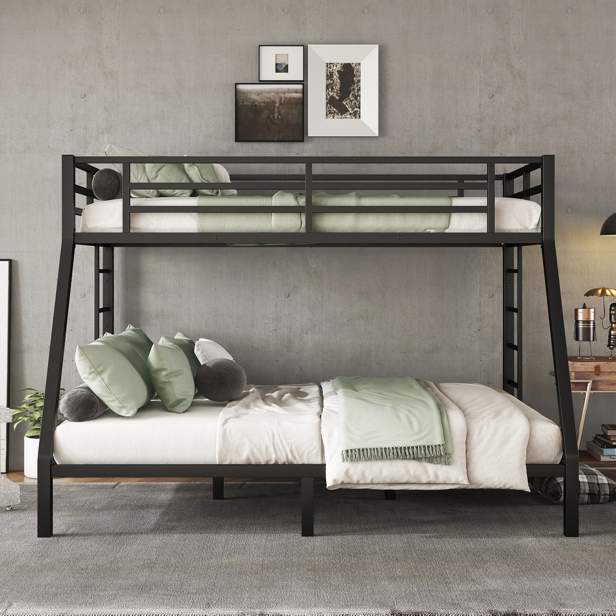 Metal Twin XL over Queen Bunk Bed for Teens and Adults,Space-Saving/Noise Reduced/No Box Spring Needed - V.I.P Digital Presence