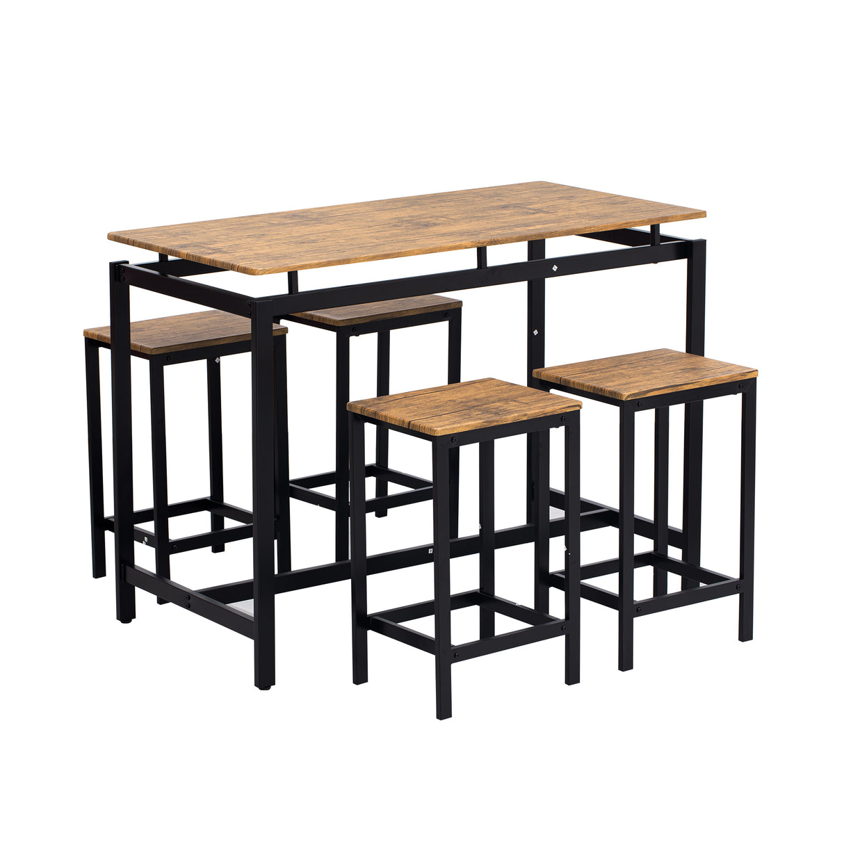 TREXM 5-piece compact bar table with table and stool - modern industrial design brown - V.I.P Digital Presence