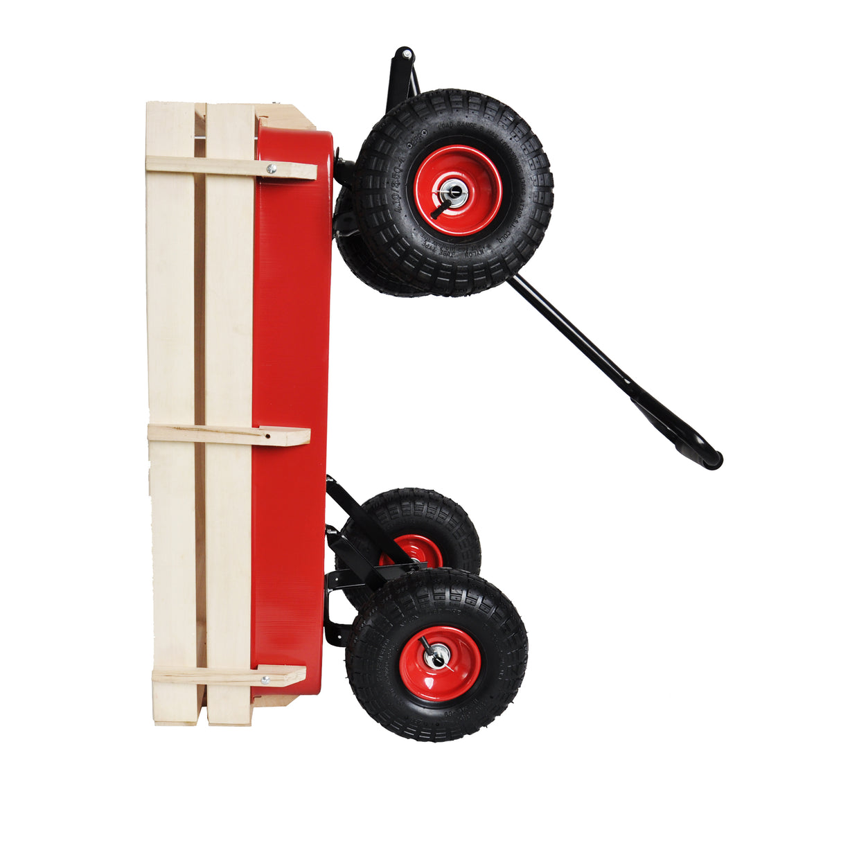 Outdoor Wagon All Terrain Pulling w/Wood Railing Air Tires Children Kid Garden(Red)