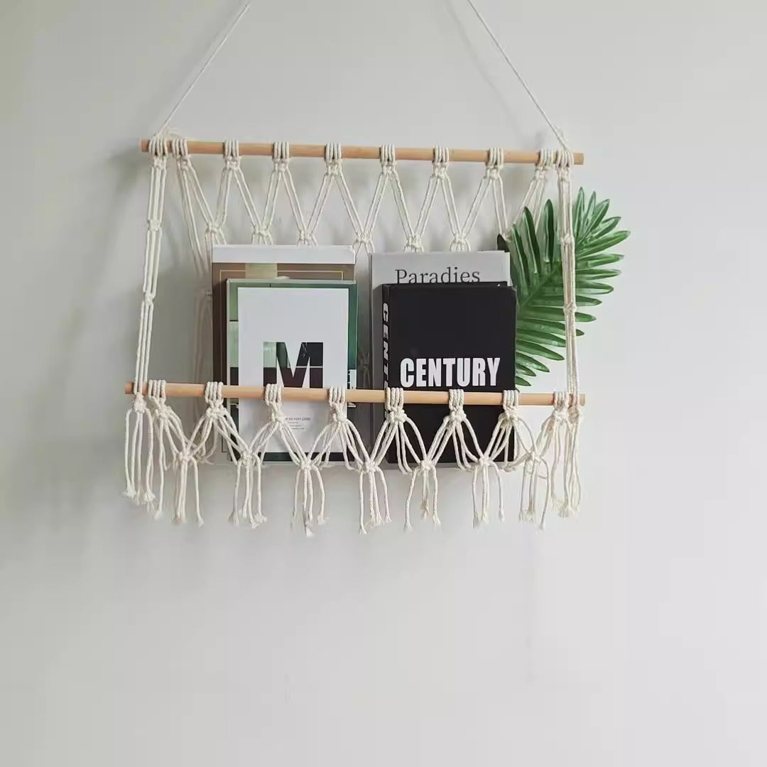 Creative wall decoration cotton rope woven mesh bag toy hammock storage tapestry - V.I.P Digital Presence