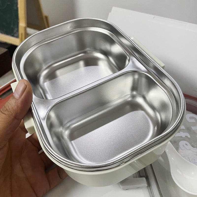 Korean style simple stainless steel two compartment lunch box with cutlery - V.I.P Digital Presence