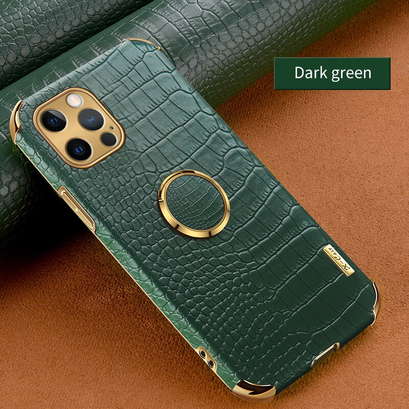 Luxury Crocodile pattern Leather Holder Phone Case For iPhone 11 12 13 Pro Max Mini X XR XSMax 7 8 Plus SE 2020 Shockproof Cover