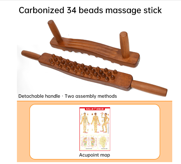 Handheld 34 Beads Home Massaging Device wood stick massage tool Body Massage Wooden Guasha Tool for Relaxation - V.I.P Digital Presence