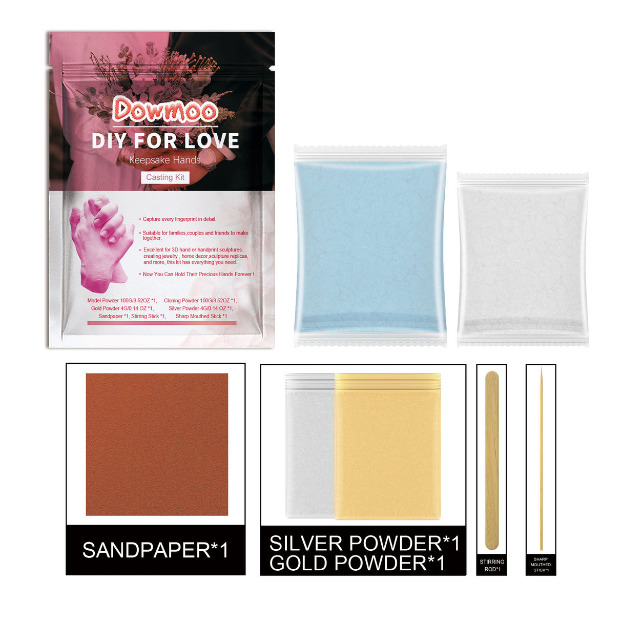 DOWMOO Diy For Love Keepsake Hands Casting Kit, Clone Powder Model Powder 3d Three-Dimensional Hand And Foot Film Technology Souvenir - V.I.P Digital Presence