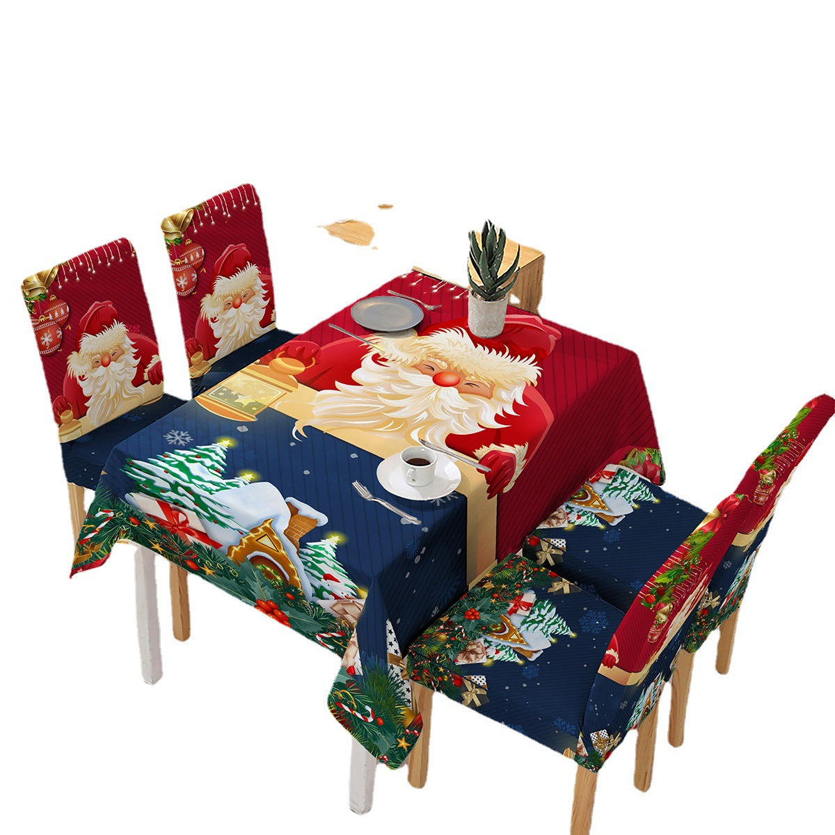 Christmas new polyester waterproof tablecloth one-piece printed chair cover festive decoration cartoon Santa Claus - V.I.P Digital Presence