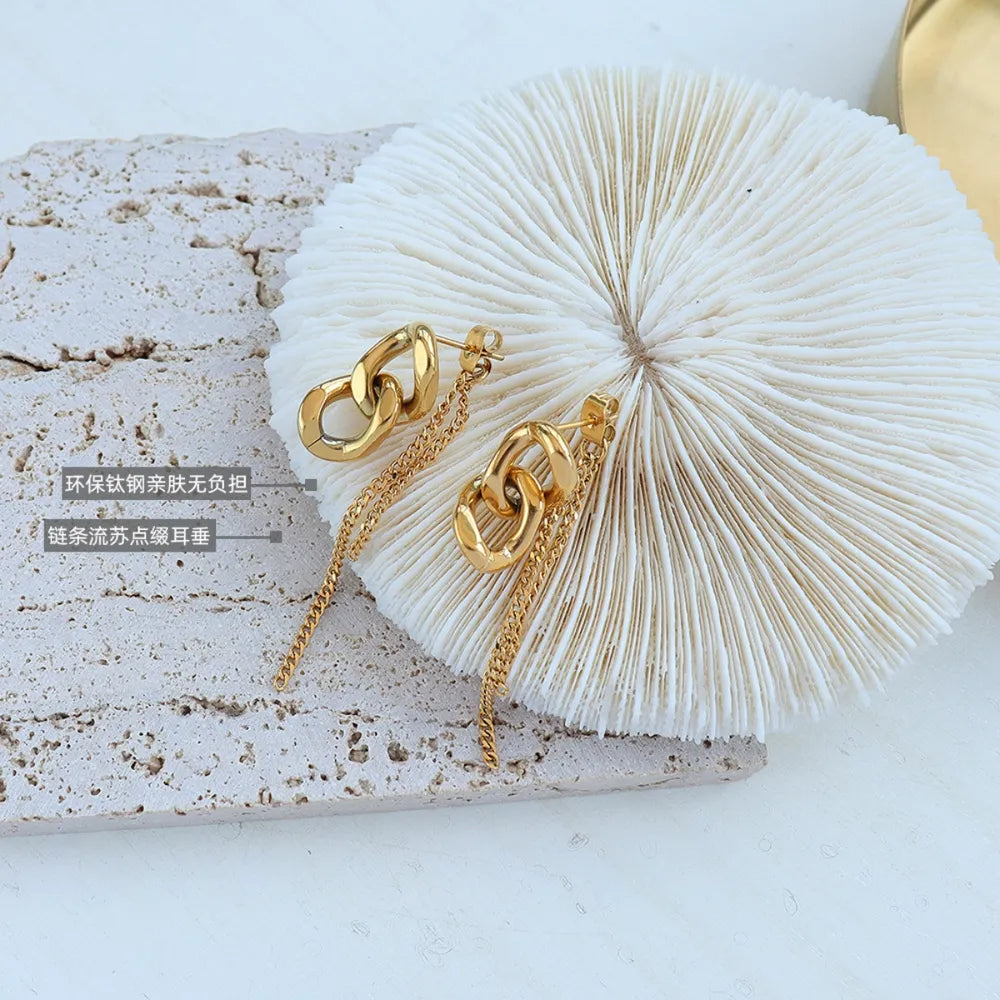 Titanium Steel Chain Shape Earrings - V.I.P Digital Presence