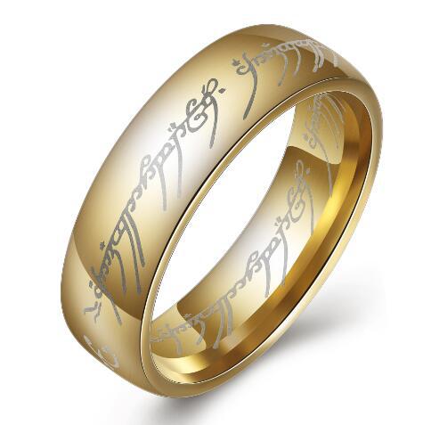 European and American movie peripheral laser Arabic font ring The Lord of the Rings stainless steel 6MM ring personality - V.I.P Digital Presence
