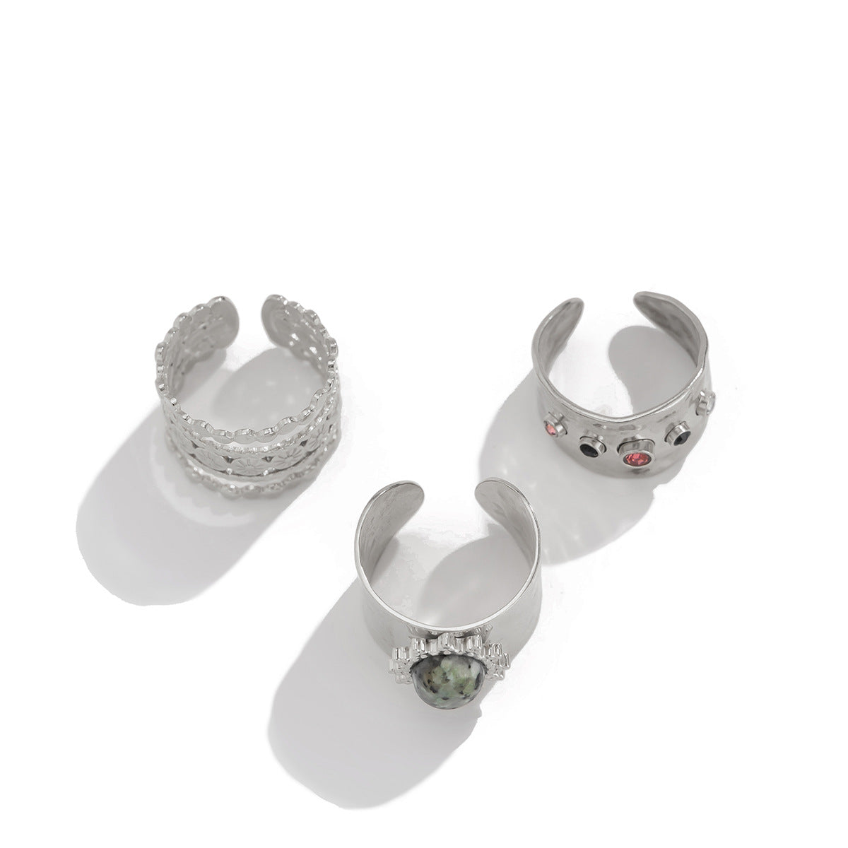 Fashionable Joint Ring Set Hip Hop Metallic Fold Set with Gemstone Rings - V.I.P Digital Presence