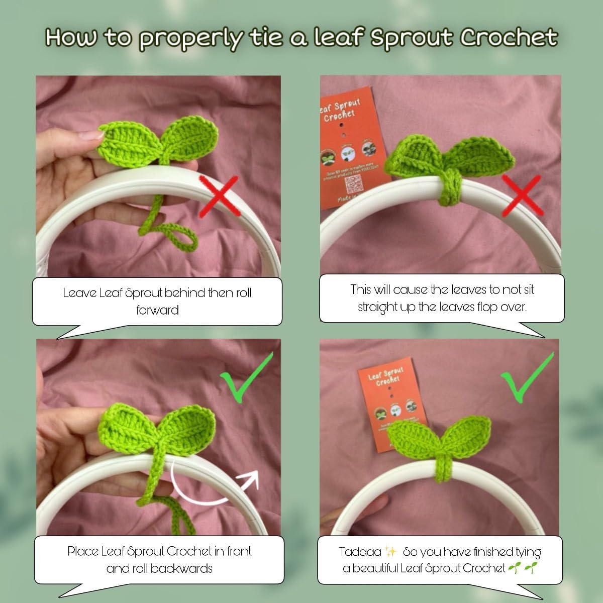 Cute Knitted Crochet Leaf Sprout - Lucky Handmade Multi-Functional Crochet Accessories Ideal Bookmark for Bookworms (Green) - V.I.P Digital Presence