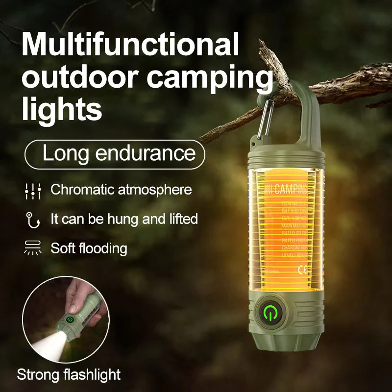 Multi functional outdoor camping light, portable strong light flashlight, rechargeable mini retro camping atmosphere light - V.I.P Digital Presence