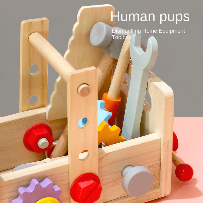 Children's wooden hand-held toolbox, screw and nut disassembly tool, desk tool, puzzle toy - V.I.P Digital Presence
