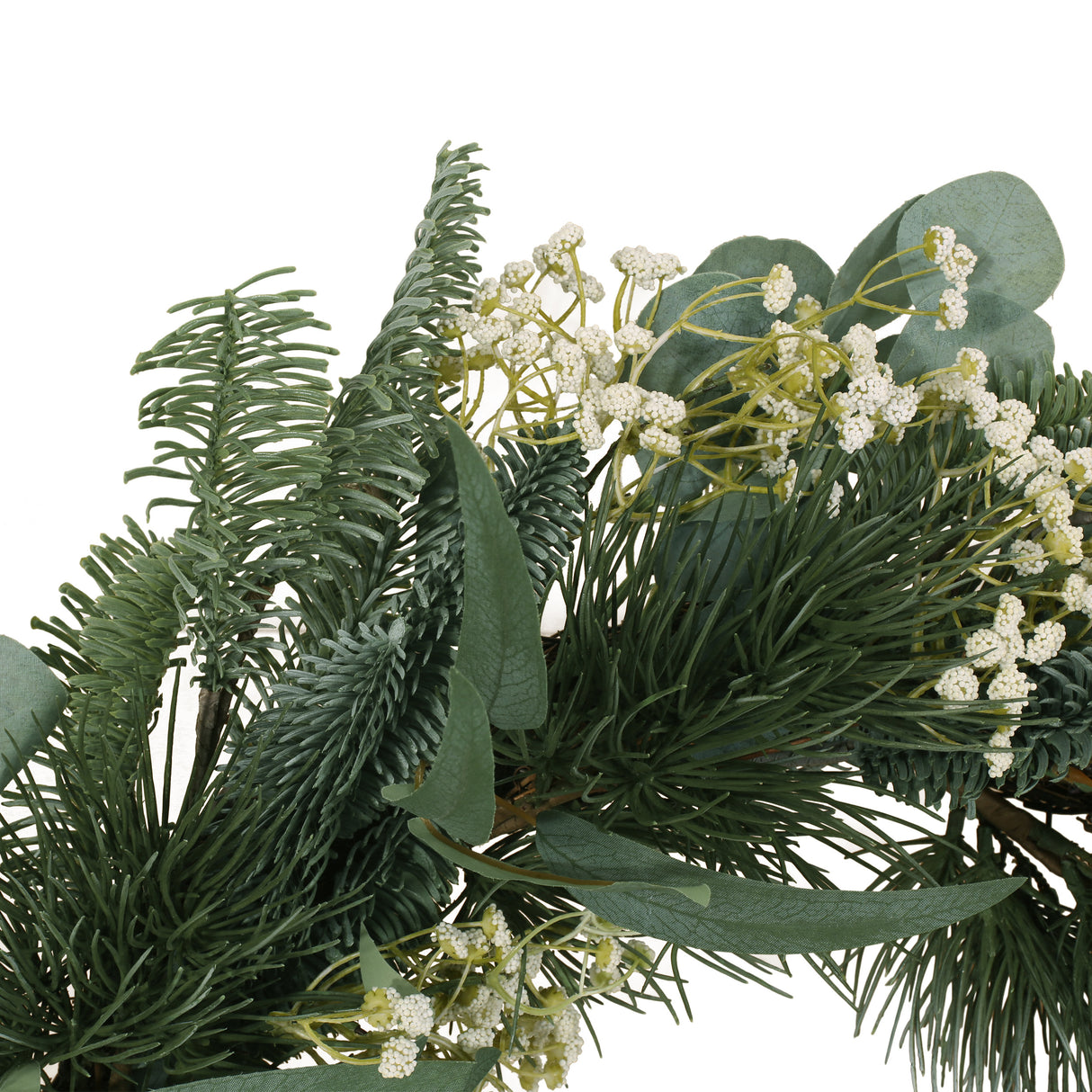 30IN Eucalyptus leaves, pine twigs, stars wreath - V.I.P Digital Presence