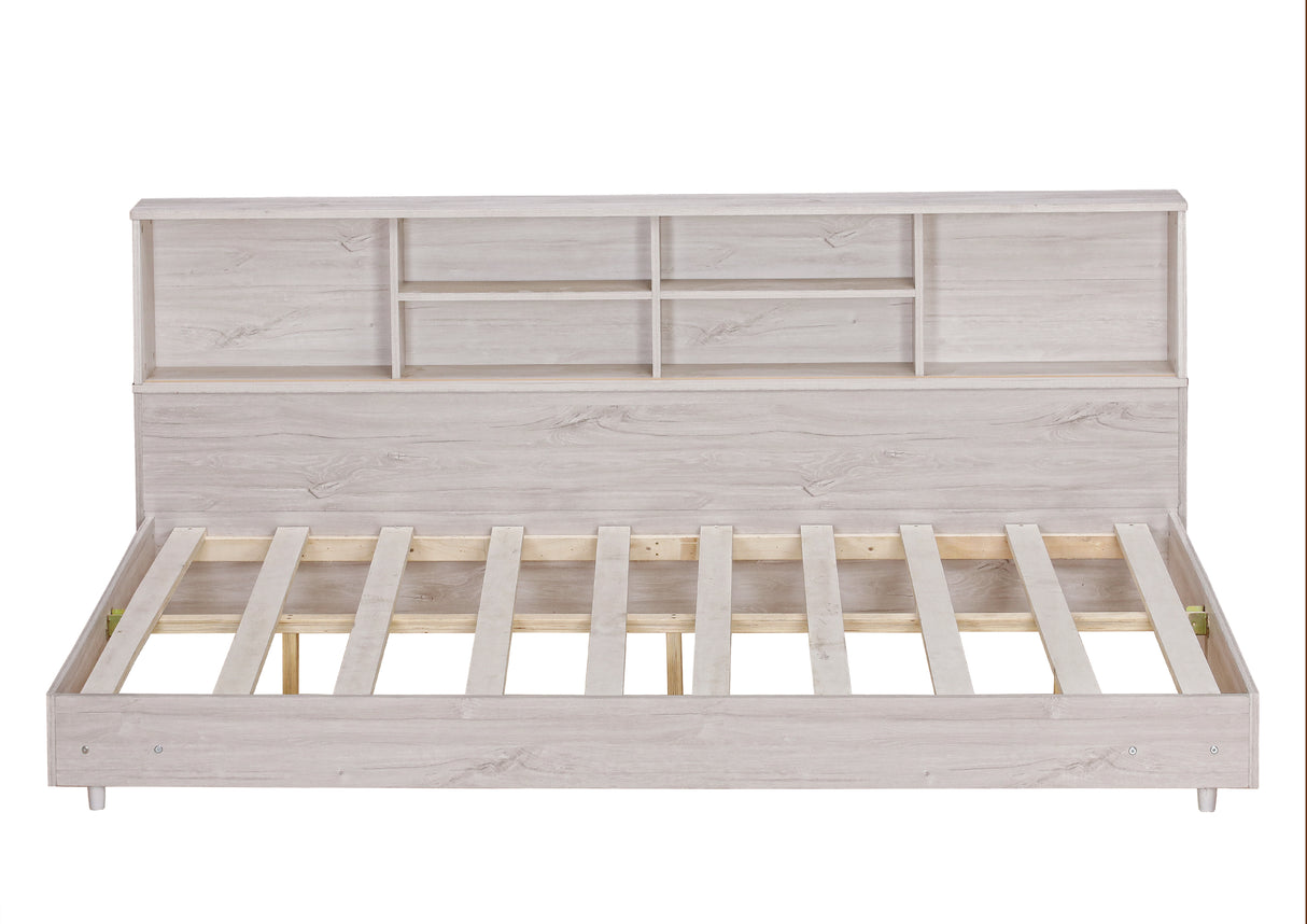 Full Size Daybed Frame with Storage Bookcases White Oak