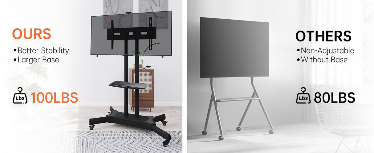 FANCO Universal Rotating TV Stand, suitable for 32-80 inch TVs, with adjustable tilt height and maximum VESA 600x400mm (black) - V.I.P Digital Presence