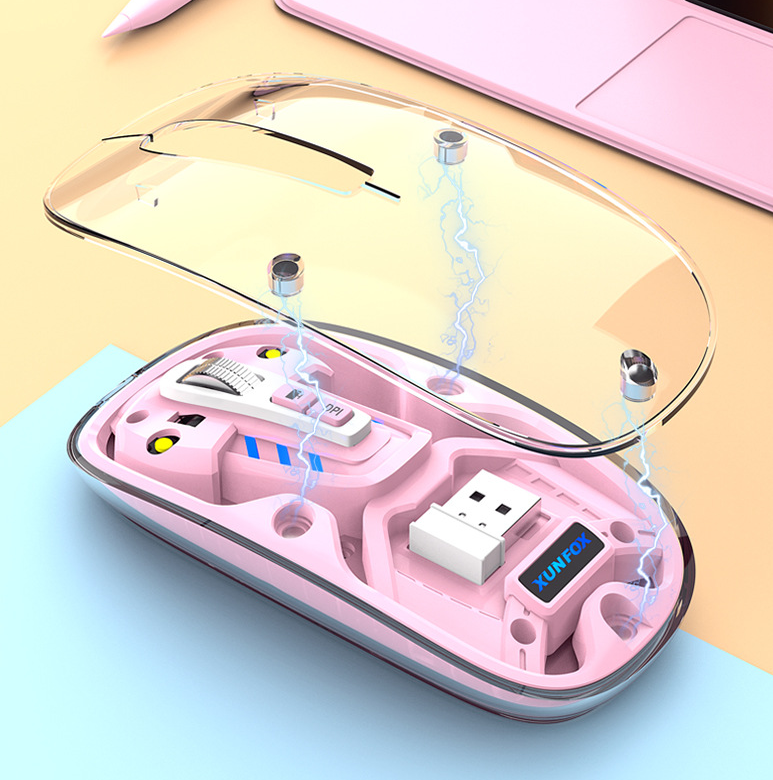 Bluetooth wireless transparent mouse mute dual-mode desktop computer laptop office business USB - V.I.P Digital Presence