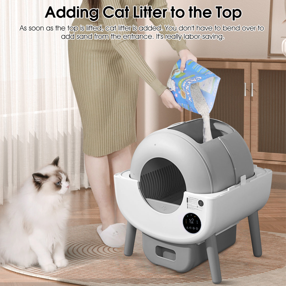 Automatic Smart Cat Litter Box, Large Capacity Self-Cleaning Litter Box with Infrared/Gravity/Ambient Light Function(Model B) - V.I.P Digital Presence
