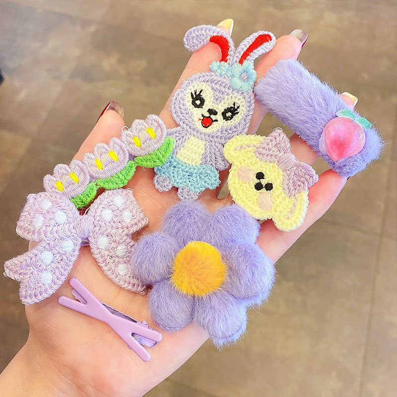 Milk Coffee Color Children's Plush Hairpin Net Red Bangs Side Hair Clip Autumn And Winter Lovely Japanese Clip - V.I.P Digital Presence