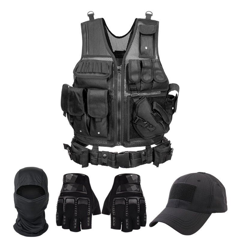 Tactical Vest for Men, Airsoft Vest, Black Molle Vest and Cap Protective Equipment, Tactical Airsoft Gear - V.I.P Digital Presence