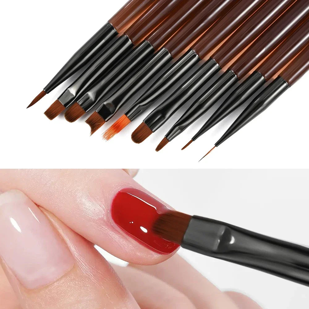 9PCS UV Gel Nail Brush Liner DIY Painting Pen Manicure Acrylic Drawing Brush for Nail Art Design Nails Tip Display Painting Tool - V.I.P Digital Presence