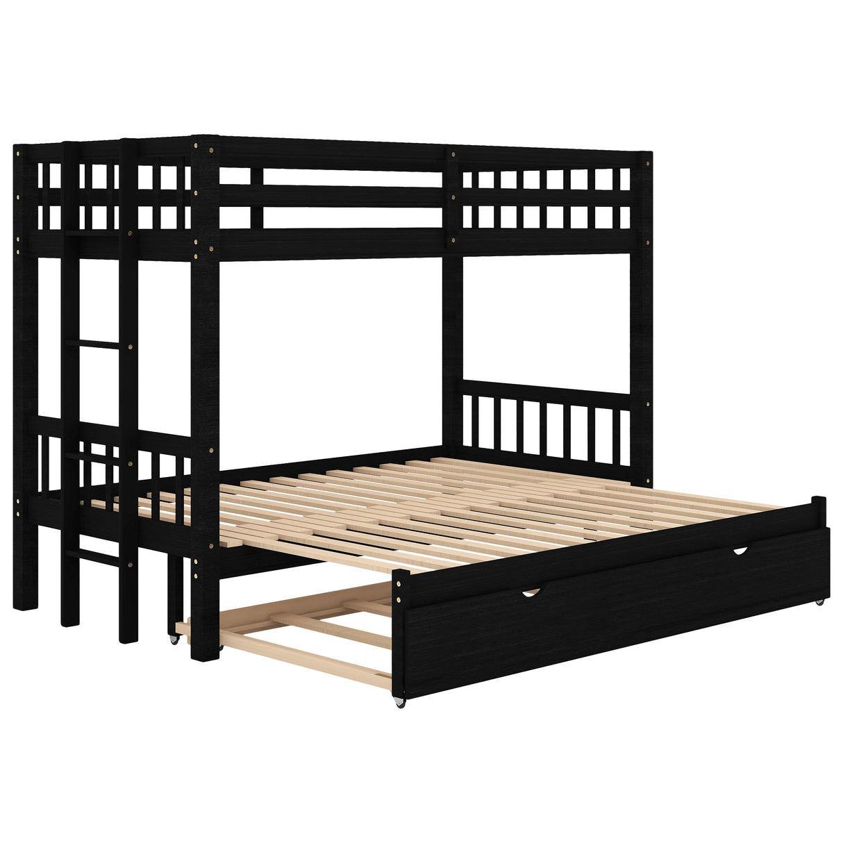 Twin over Pull-out Bunk Bed with Trundle Espresso