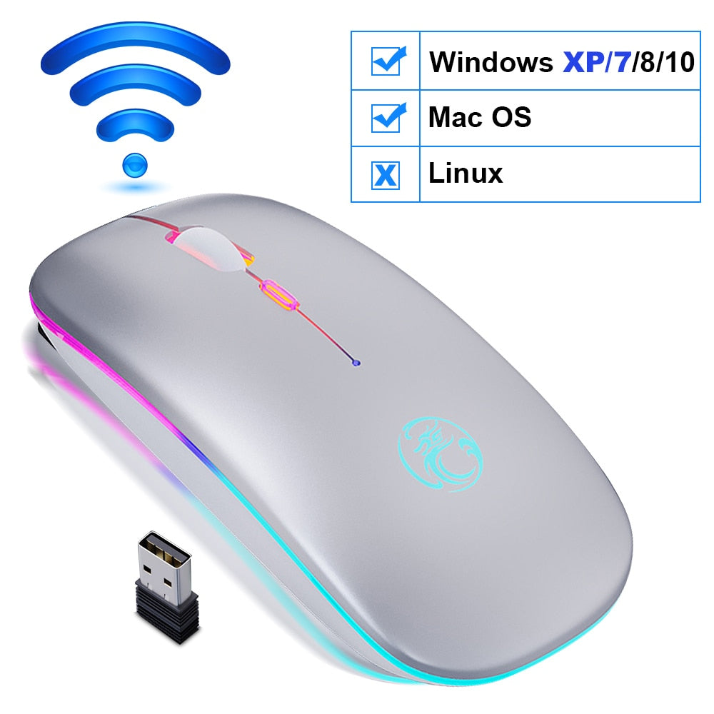 Wireless Mouse Bluetooth RGB Rechargeable Mouse Wireless Computer Silent Mause LED Backlit Ergonomic Gaming Mouse For Laptop PC - V.I.P Digital Presence