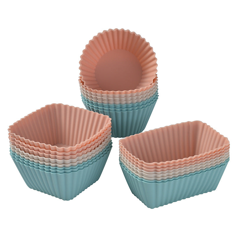 Silicone Muffin Cup Baking Square Round Square Thick Cake Mold Set cupcake - V.I.P Digital Presence