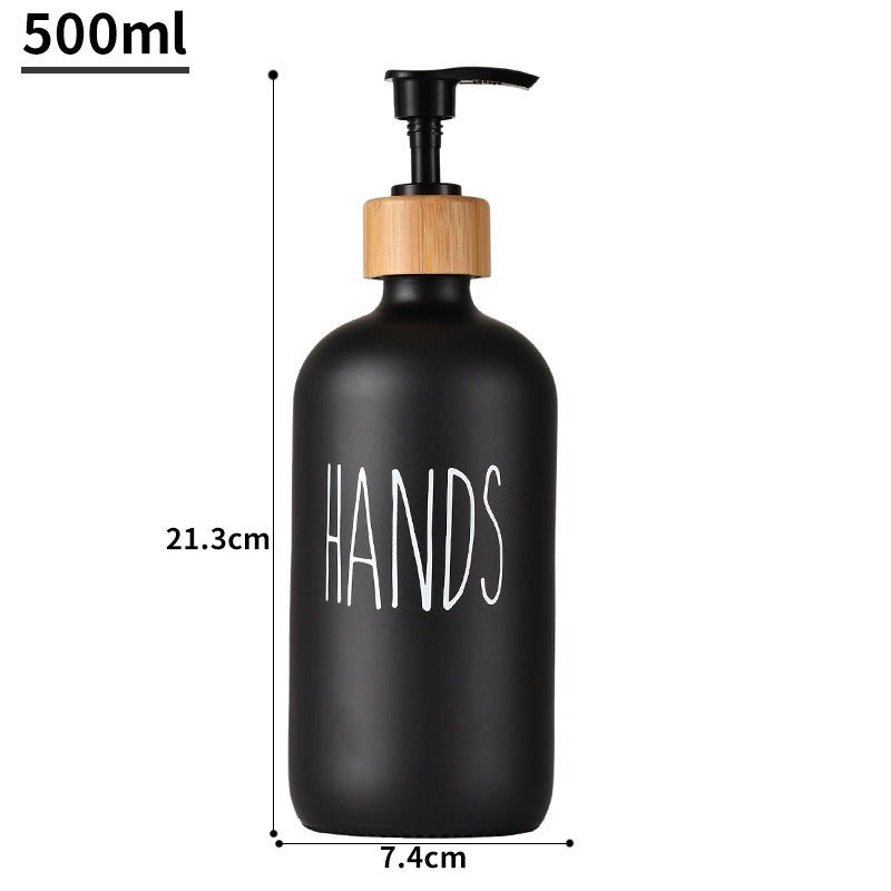 Glass 500ml Boston hand soap pump black and white split bottle wooden cap soap dispenser shampoo bottle - V.I.P Digital Presence