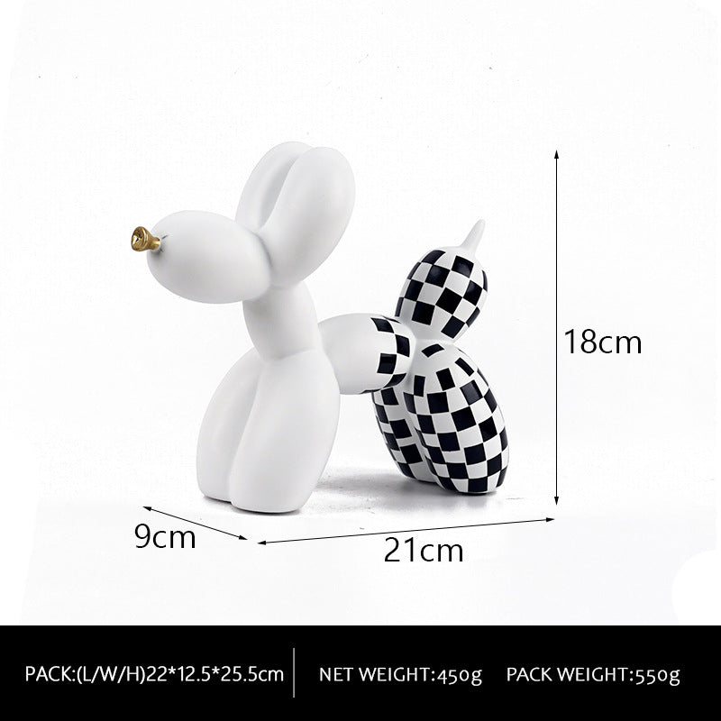 New black and white plaid balloon dog ornaments creative TV cabinet wine cabinet living room porch resin crafts - V.I.P Digital Presence