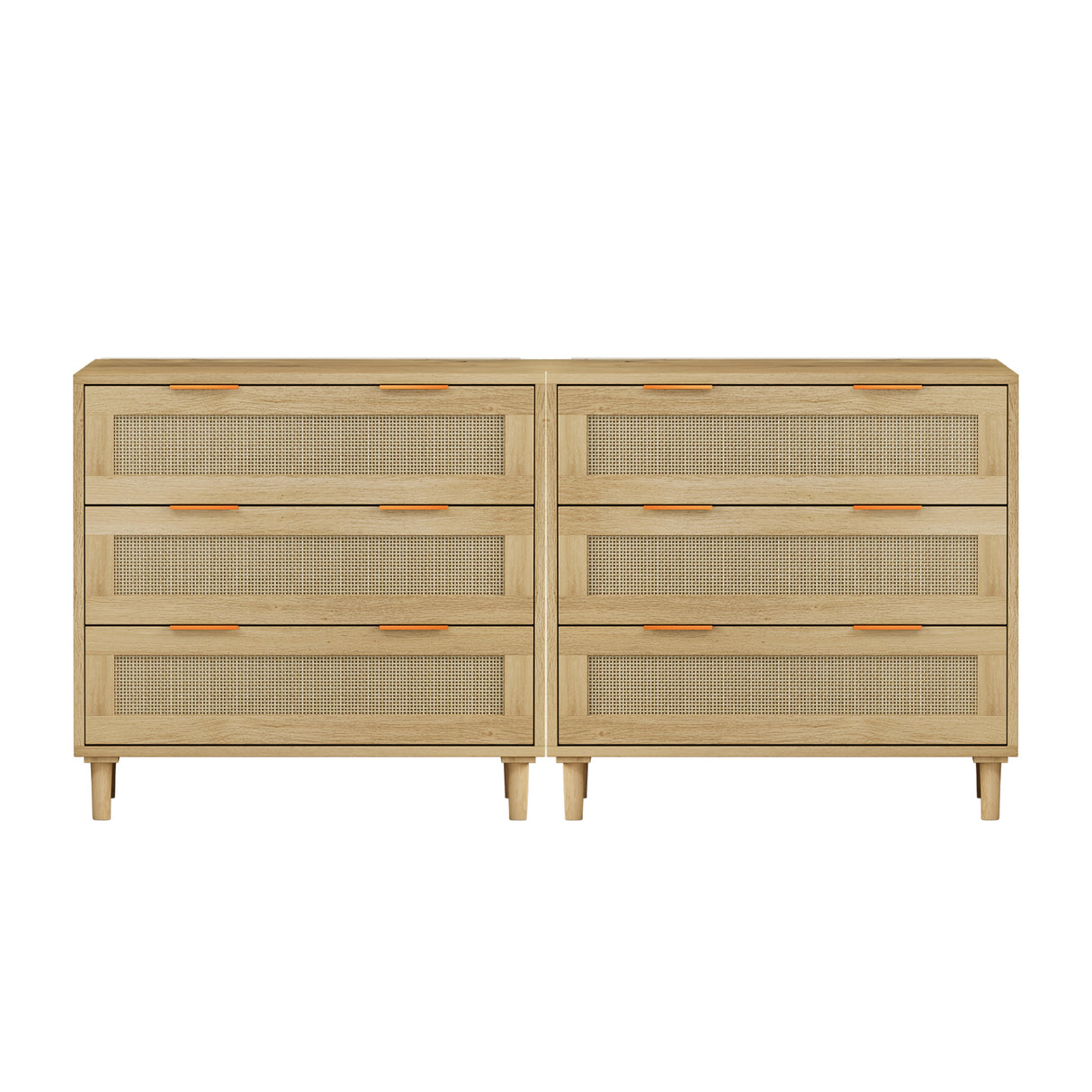 3-Drawers Rattan Storage Cabinet Rattan Drawer (Set of 2),for Bedroom,Living Room,Dining Room,Hallways,Oak - V.I.P Digital Presence