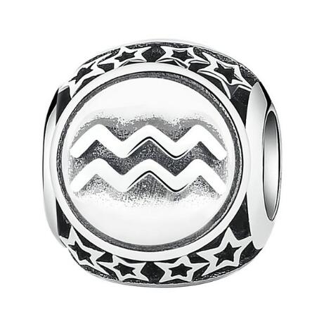 BAMOER 925 Sterling Silver Aquarius Star Sign Zodiac Beads Charms fit Bracelets PSC048 - V.I.P Digital Presence