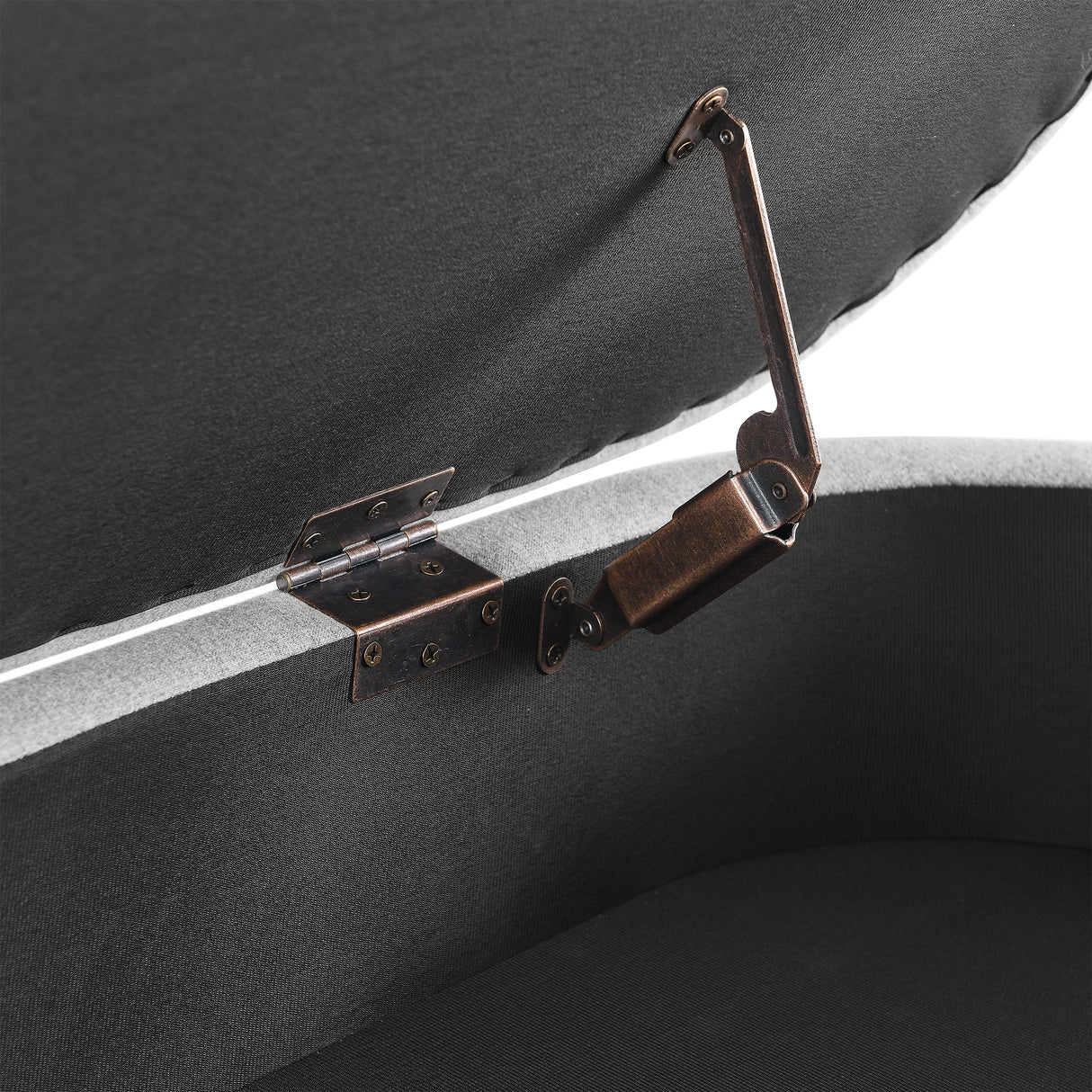 Ottoman Oval Storage Bench Rubber Wood Legs Grey(43.5"x16"x16")