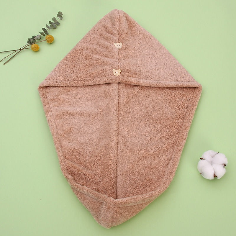 Super absorbent double-layer thickened coral velvet quick drying hair towel, shower cap, and headband towel - V.I.P Digital Presence