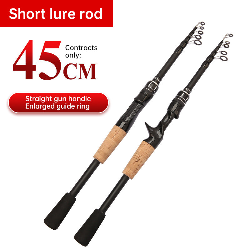 1.5 - 2.4M Telescopic Carbon Fishing Rod Rotary Baitcasting (8 - 25g) with Wooden Handle - V.I.P Digital Presence