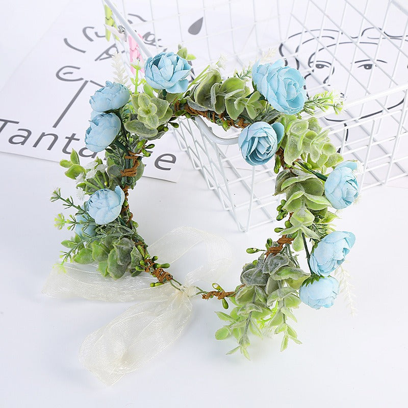Forest style bride and bridesmaid flower wreath headband seaside vacation wreath headband - V.I.P Digital Presence