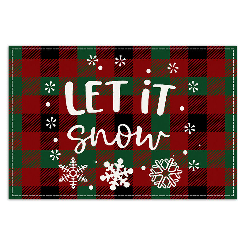 Christmas Tree Elk Printed Meal Mat Christmas Striped Checkered Table Mat White Hemp Western Food Mat - V.I.P Digital Presence