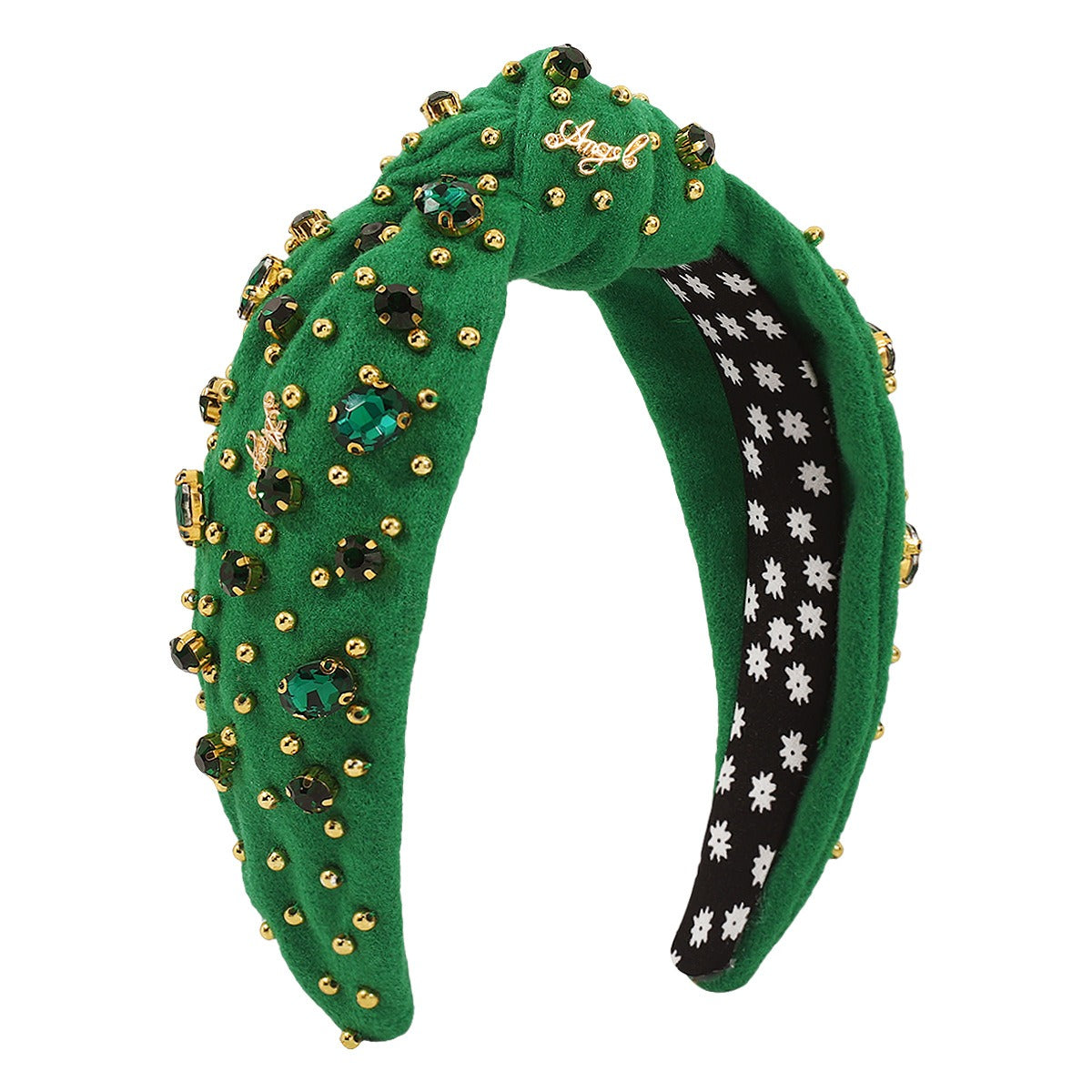 Retro Wide Edge Knot Bead Water Diamond Plush Fabric Thickened Letter Hair Hoop - V.I.P Digital Presence