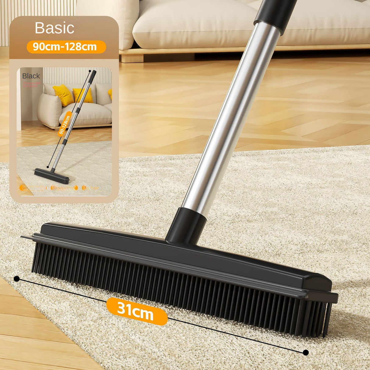 Cleaning Brush Stainless Steel Silicone Floor Brush Water Scraping Brush Long Handle Magic Carpet Brush - V.I.P Digital Presence