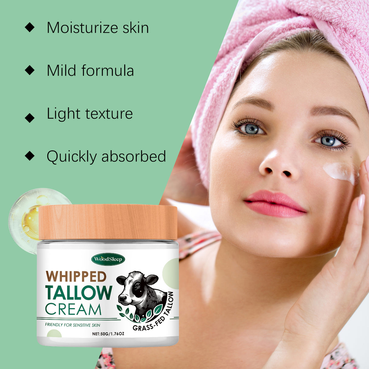 Grass Fed Tallow Skin Cream Moisturizes, Moisturizes And Relieves Dry Skin, Hydrates And Brightening Skin Cream