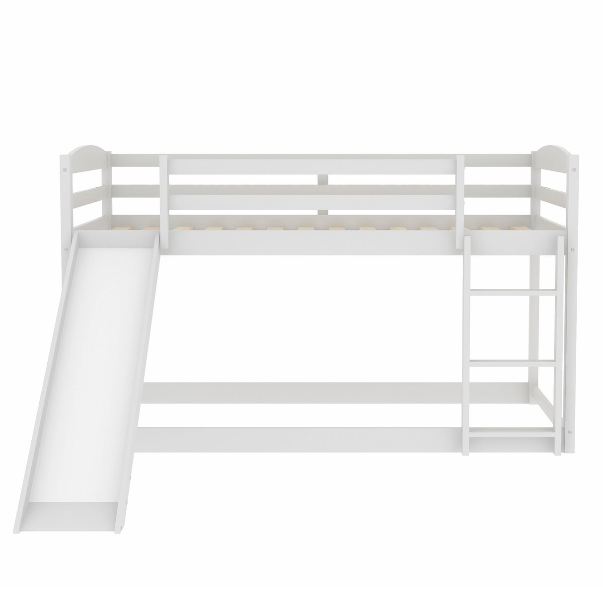 Twin over Twin Bunk Bed with Convertible Slide and Ladder White