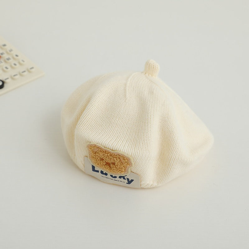Children Spring and Autumn Beret Baby Cute Bear Hat Korean Version Male and Female Baby Corduroy Painter Hat - V.I.P Digital Presence