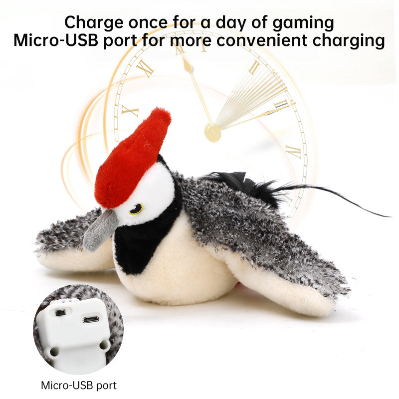 Rechargeable Chirping Flapping Bird (Non-Flying) Interactive Cat Toy, Ideal for Indoor Cats - Touch Activated Plush Toy - V.I.P Digital Presence