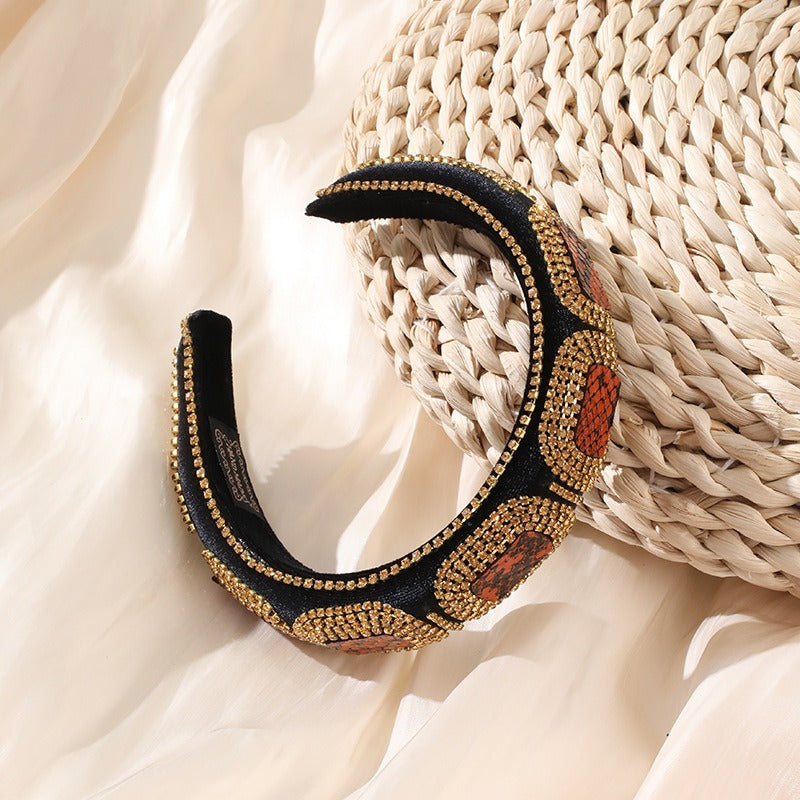 Fashionable colorful diamond sponge hair hoop women's wide brimmed Baroque hair accessories - V.I.P Digital Presence